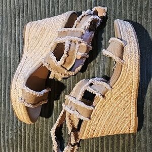 Candies Camimi tan wedge heel.  Size 10.